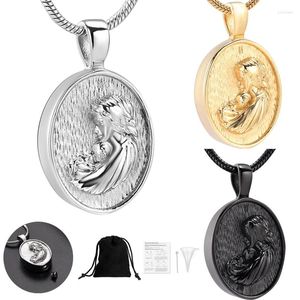 Hänghalsband mamma med baby urn halsband minnesmärke små urnor för aska hållare kremation locket minness smycken rostfritt stål