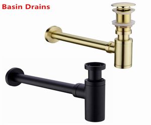 Brass Materials Bathroom Basin Sink Tap Bottle Trap Drain Kit Waste TRAP Pop Drain Deodorization Brushed GoldBlackBronzeChrome8338211
