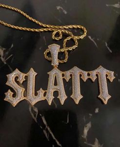 Halsband Prong Seting Bubble Letter Smycken Anpassat namn Halsband Kvinnor Iced Out Pendant Personlig Charms Trap Rapper Super Star