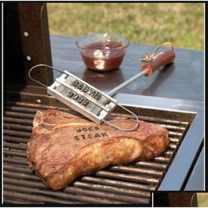 Köttfjäderfäverktyg 50Set BBQ Branding Iron with Changeable Letters Personlighet Steak Barbecue Tool 55 Drop Delivery Home Garden K Dhiqj