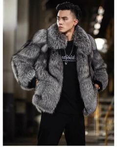 Роскошные зимние теплые куртки мужские теплые меховые пальто верхняя одежда из искусственного лисьего меха для мужчин зимняя верхняя одежда куртки черное меховое пальто 240110