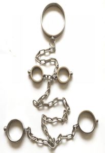 Mankiety kostki na nadgarstek na nadgarstek Bondage syjamski stal nierdzewna ciężkie łańcuchy wiązki uprzęży dla dorosłych Slave BDSM Zestaw 0036122511