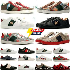 Designer Italien Luxury Sneakers Platform Low Men Women Shoes Casual Dress Trainers Tiger broderad Ace Bee White Green Red 1977S Stripes Mens Shoe Walking Sneaker