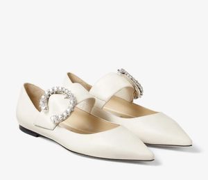 Diseñador de lujo J-C Embellshe Sandalias zapatos Mujer mocasines zapatos de ballet Melva bailarina blanco negro piel de becerro 35-43 tacón bajo