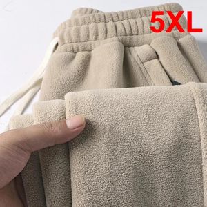 Calças masculinas de dois lados Polar Fleece Homens Inverno Sweatpants Moda Quente Calças Casuais Masculino Cor Sólida