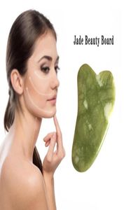 Massagen Stones Gua Sha Set Natural Stone Green Jade Guasha Board Massager för skrapningsterapi Jades Roller1790529