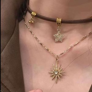 Maillard Sun Star Double Layered Necklace for Women in Autumn Winter Sweet Cool Spicy Girl Personality Small and High End Trendy Simplicity