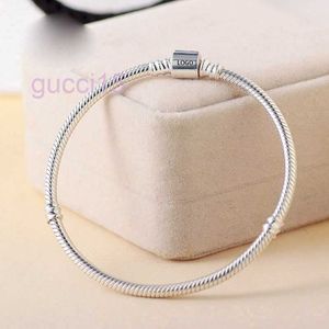 925 Sterling Silver Barrel Clasp Snake Chain Bracelet Fits for European Bracelets Charms and Beads 6VL8