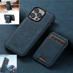 Połączenia telefonu komórkowego Portfel Kick -Stand Case Telefon dla iPhone'a 15 plus 13 12 14 15 Pro Max Plus skórzana pokrywa magnetyczna bezprzewodowa ładowanie telefonu Bagl240110