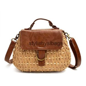 Shoulder Bags Vintage str bag Pig Crossbody beach bag casual weaving rattan handbagsstylishyslbags