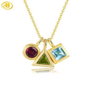 Pendants Natural Topaz Peridot Rhodolite Garnet Silver Yellow Gold Plated Pendant Women Special Unique Style Jewelry S925 Party Gifts