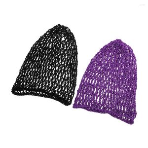 BERETS 2 PCS Hårnät Mesh Kvinna täcker Elastisk sömn Hemanvändning Polyester virkad vårdhatt