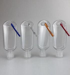 Bottiglie disinfettanti per mani vuote da 50 ml Bottiglia riutilizzabile di alcol con gancio portachiavi Bottiglia di gel trasparente trasparente portatile per esterni EEA179201771