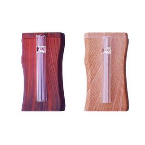 Scatola portaoggetti in legno fatta a mano con piroga in legno ABS con vetro trasparente One Hitter Pipe Accessori per fumatori Tubi per sigarette con filtro e scavo