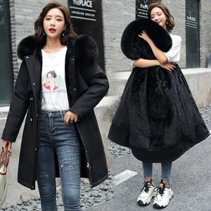 Parkas Winter Jacket 2022 New Women Parka Clothes Long Coat Wool Liner Hooded Jacket Fur Collar Thick Warm Snow Wear Padded Parka 6XL