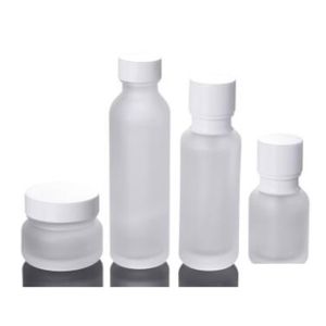 Packing Bottles Packaging Bottles Frosted Glass Jar Lotion Cream Round Cosmetic Jars Hand Face Pump Bottle With Wood Grain Cap Sn4022 Dh9Ba