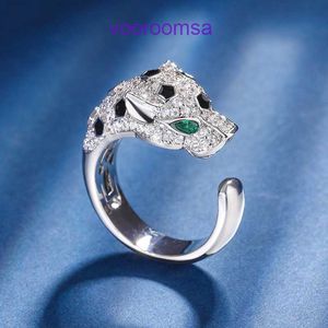 Carter Rings Damenmode-Ring, Schmuck, neuer Kupferboden, vergoldet, voller Diamant, Luxus-Set, Leopardenlicht, verstellbar, mit Originalverpackung