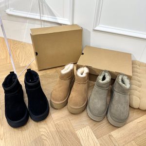 Designer Luxury Uzz Snow Boots, Waterproof Suede Leather Upper, Inlaid 17mm Sheep Päls Intersula, Light Wing Technology Outrole Söt och söt variation, tjock botten och varm!