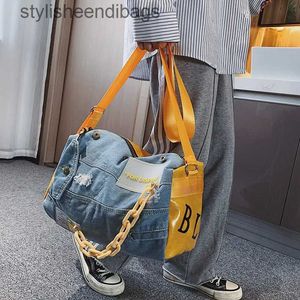 Axelväskor mode denim kvinnor axelväskor stor kapacitet resväska designer kvinnor väskor lyxiga blå jeans crossbody väska kvinnlig stor pursestylisheendibags