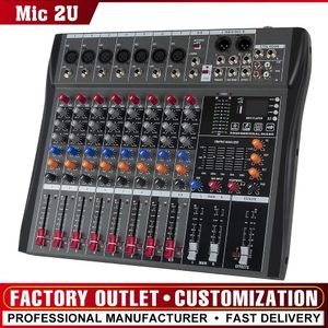 Mixer Audio Professional 8 Channel Mixer Mixing Console Bluetooth USB Computer 48V strömförsörjningsnummer live prestanda 240110