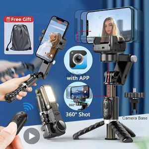 Selfie Monopods Gimbal Stabilizer Selfie Stick With Tripod Led Light Lamp For Phone Stand Mobile Holder Action Camera Cell Monopod Smartphone YQ240110