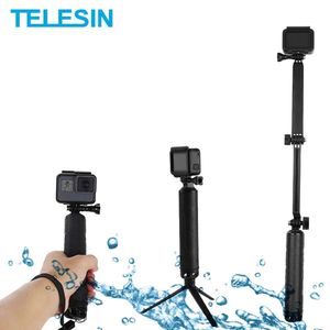 Monopods TELESIN Waterproof Selfie Stick Tripod Floating Hand Grip Monopod 3 Way Grip For GoPro Hero 11 10 9 8 7 Insta360 DJI Osmo Action