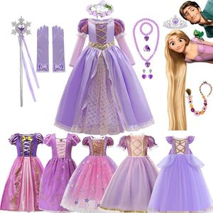 Jeans Rapunzel Princesa Cosplay Vestido Chica Enredado Fiesta de Halloween Vestido Niños Cumpleaños Navidad 210t Jyf