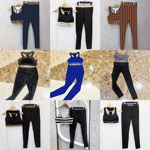 Letter Print Bras Leggings Set Womens Sports Tracksuits Sexy Vest Tights Ladies Yoga Outfits Jogger Gym Fitness Sportswear