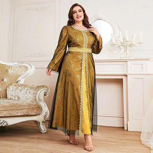 Etniska kläder Abayas för 2024 plus storlek mesh muslimska kvinnor hög midja lång maxi klänning dubai kaftan islamisk eid party klänning femme vestidos