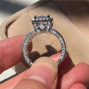 Novo s sterling sier princesa corte 3ct laboratório mossen anel de diamante jóias noivado casamento moissanite anéis para presente feminino