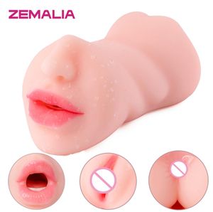 ZEMALIA Doren Male Vagina Three Channel Vagina Masturbator Pussy Adult Sex Erotic Toy for Men Penis Cock Ring Realistic Anal Toy 28458715