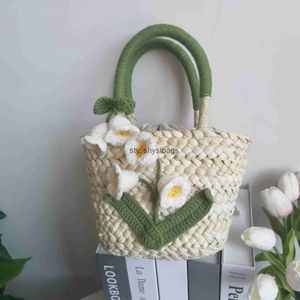 Totes Summer Small Fresh Handmade Lily of the Valley Woven Bag Idyllisk utflykt Camping Beach Str Handbagstylishyslbags