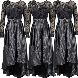 Ubranie etniczne Elegancka elegancka czarna satynowa sukienki midi dla kobiet 2024 Autumn Vintage Modna impreza wieczorna szlafrok