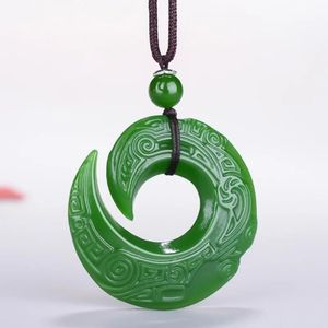 Pendants Green Jade Dragon Jade Pendant Fashion Runes Necklace Jewellery Chinese HandCarved Relax Healing Women Man Luck Gift Free Rope