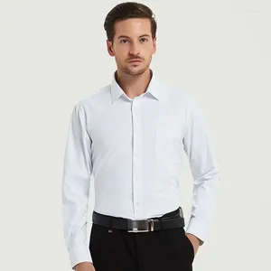 Sukienka męska rozciąganie antyskrypcyjne długie rękaw dla mężczyzn Fit Camisa Social Business Blouse Białe