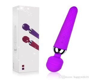 2020 Cheap USB Rechargeable Female Wand Massager Vibrator 20 Speed Modes Silicone Adult Sex Toys Wand Vibrators9826030