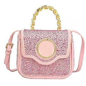 Borsa di design Borsa a tracolla con diamante pieno Borse di stoffa Manico placcato alla moda Borsa da donna Tracolla regolabile Borsa a tracolla con patta Alta qualità