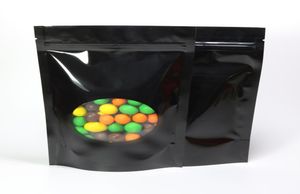 Various Sizes 100pc Glossy Black Aluminum Foil Mylar Package Bags Oval Window Stand Up Zip Lock Food Storage Bags2485387