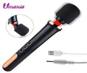 5 prędkości 10 trybów G Wibrator punktowy Ogromna żeńska AV Wand Massager Produkty seksu USB Wibratory seksualne dla kobiet Y1912207068593