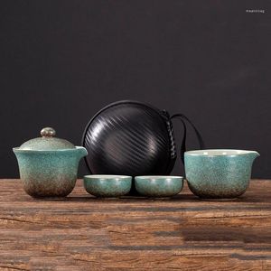 Conjuntos de chá Luwu Chinês Tea Travel Set Cerâmica Portátil Bule Teaset Gaiwan Copos de Cerimônia Ferramenta