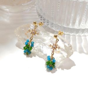 Orecchini a bottone Lii Ji Diopside con apatite 14K Gold Filled Gioielli fatti a mano in pietra naturale