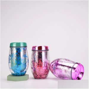 Water Bottles Double Layered Acrylic Gold Onion Glitter Creative Electroplating Gradient Color Cup Drop Delivery Home Garden Kitchen D Otesg