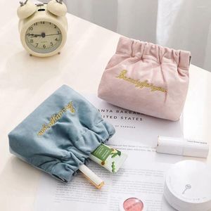 Borse portaoggetti Borsa per cosmetici da viaggio in velluto Borse per trucco portatili Frizione per organizer per trucco elastica di grande capacità da donna