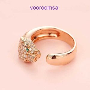 Carter Rings Women's Fashion ring Heart Sound Rose Gold Purple Korean Full Leopard Head Ring for Men and New High end Open With Original Box