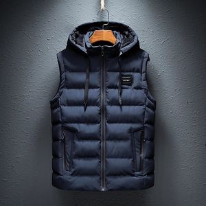 Hooded Spring Autumn Sleeveless Jacket for Men Fashion Warm Male Winter Vest Light Plus Size Mens Work Waistcoat 240109