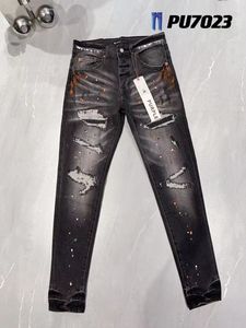 المصمم الأرجواني العلامة التجارية جينز أزياء الجينز الجينز المتعثرة من الدراجات النارية للسيدات الدنيم البضائع رجال السراويل السوداء جيدة جدا