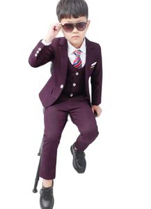 Flower Boys Formal Wedding Suit Kids Japan Style Jacket PantsvestBowtie 4pcs Tuxedo Party Host Costume 240109