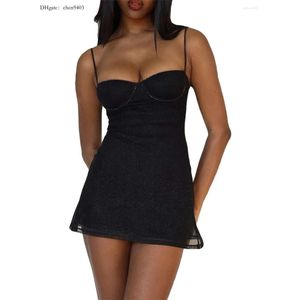 Kobiety wychodzące na swobodne sukienki seksowna mini sukienka solidna spaghetti pasek a-line cami tleeless Bodycon Short