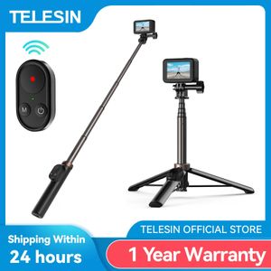 Monopods Telesin för GoPro Hero 10 9 8 Max Remote Control Wireless Bluetooth Selfie Stick Monopod TripoD för iPhone 13 Pro Huawei Xiaomi