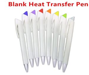 Blank Heat Transfer Pen with Black Ink Sublimation Customized Ballpoint Pen Rotatable White Holder Ballpoint with Solid Color Clip2069528